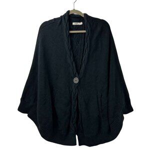 Ugg Womens XS/S Cape Poncho Black Cable Knit Sweater Arm Holes Pockets Oversized